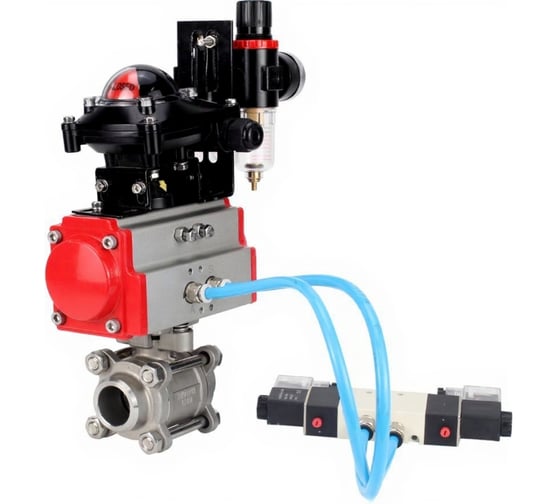 Кран шаровой DN.ru КШПП 316.200-ISO Ду15 Ру63, пневмопривод SA-065, пневмораспределитель (2EM) 220VAC, БКВ LSB-210, БПВ D160-75088 1