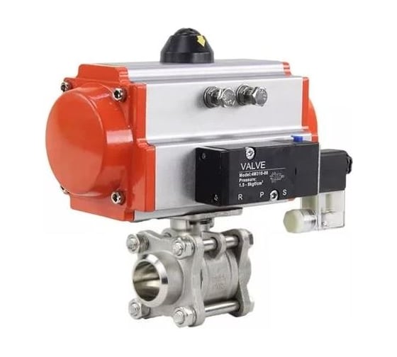 Кран шаровой DN.ru КШПП 316.200-ISO Ду20 Ру63, пневмопривод SA-083, пневмораспределитель 24VDC D160-74953 1