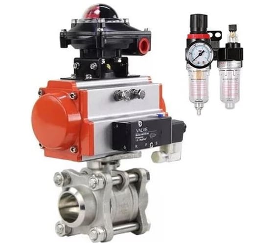Кран шаровой DN.ru КШПП 316.200-ISO Ду20 Ру63, пневмопривод SA-083, пневмораспределитель 24VDC, БКВ LSB-210, БПВ D160-75025 1