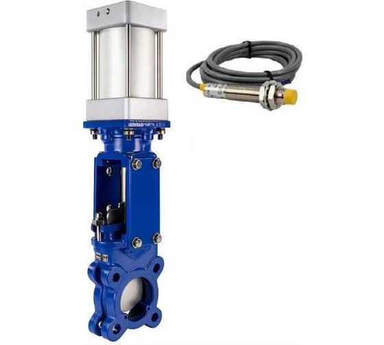 Задвижка шиберная DN.ru WCB-304-M-1W-Fb-2P Ду100 Ру16 односторонняя, шток выдвижной, WENZ, пневмопривод, индукционные датчики 220VAC D040-10312 1