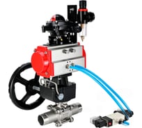 Кран шаровой DN.ru 304-304-PTFE-W-ISO-H Ду125 Ру16 пневмопривод DA-130, пневмораспределитель (2EM) 220VAC, редуктор HDM-3, БКВ LSB-210, БПВ D160-54219