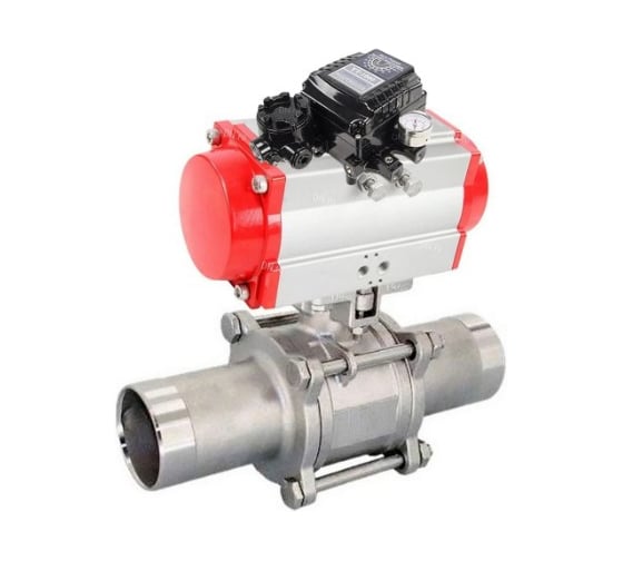 Кран шаровой DN.ru 304-304-PTFE-W-ISO-H Ду125 Ру16 пневмопривод DA-130, пневмопозиционер EPRP1-NU-0-08 D160-54324 1
