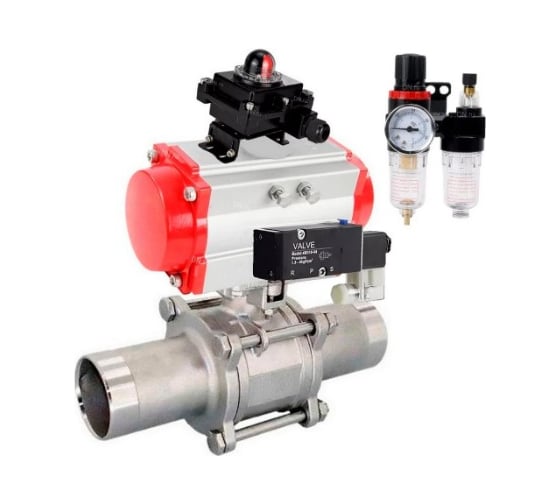 Кран шаровой DN.ru 304-304-PTFE-W-ISO-H Ду125 Ру16 пневмопривод SA-210, пневмораспределитель 24VDC, БКВ LSB-410, БПВ D160-54514 1