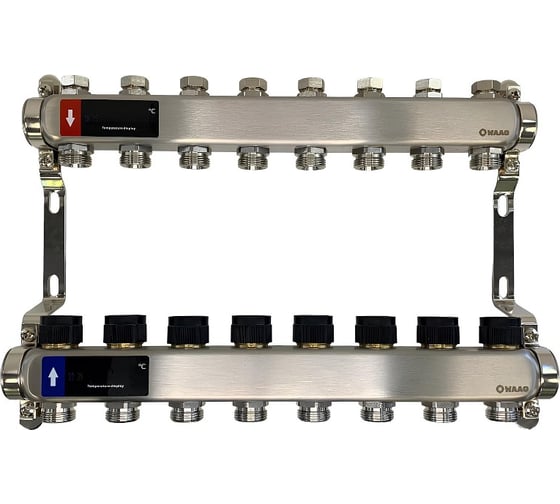 Коллектор WAAG 588 1х3/4, 8 выходов, c клапанами, сталь нержавеющая WG.588.0608 1