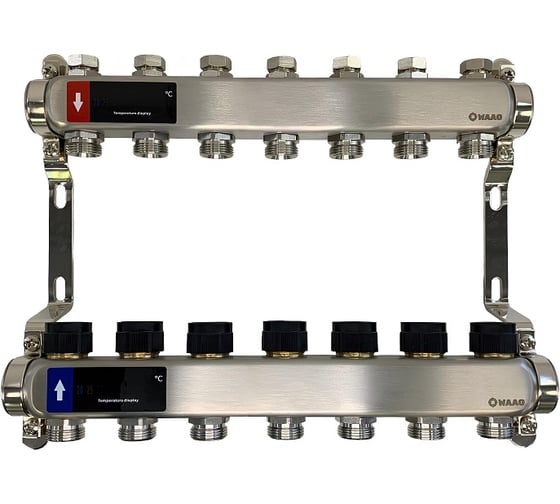 Коллектор WAAG 588 1х3/4, 7 выходов, c клапанами, сталь нержавеющая WG.588.0607 1