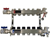 Коллектор WAAG 588.F 1х3/4, 6 выходов, c клапанами, сталь нержавеющая, в сборе WG.588.0606.F