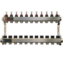 Коллектор WAAG 589 1х3/4, 11 выходов, c клапанами, с расходомерами, сталь нерж. WG.589.0611