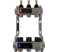 Коллектор WAAG 589 1х3/4, 3 выходов, c клапанами, с расходомерами, сталь нерж. WG.589.0603