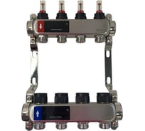Коллектор WAAG 589 1х3/4, 4 выходов, c клапанами, с расходомерами, сталь нерж. WG.589.0604