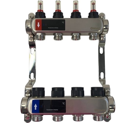Коллектор WAAG 589 1х3/4, 4 выходов, c клапанами, с расходомерами, сталь нерж. WG.589.0604 1