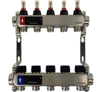 Коллектор WAAG 589 1х3/4, 5 выходов, c клапанами, с расходомерами, сталь нерж. WG.589.0605