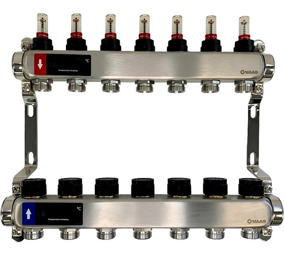 Коллектор WAAG 589 1х3/4, 7 выходов, c клапанами, с расходомерами, сталь нерж. WG.589.0607 1
