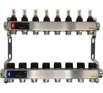 Коллектор WAAG 589 1х3/4, 8 выходов, c клапанами, с расходомерами, сталь нерж. WG.589.0608