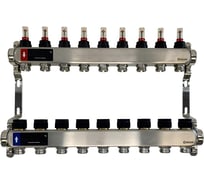 Коллектор WAAG 589 1х3/4, 9 выходов, c клапанами, с расходомерами, сталь нерж. WG.589.0609