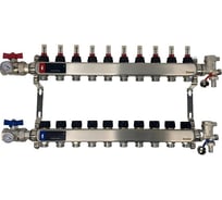 Коллектор WAAG 589.F 1х3/4, 10 выходов, c клапанами, с расходомерами, сталь нерж., в сборе WG.589.0610.F