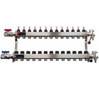 Коллектор WAAG 589.F 1х3/4, 13 выходов, c клапанами, с расходомерами, сталь нерж., в сборе WG.589.0613.F