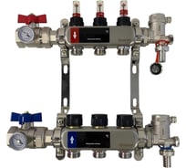 Коллектор WAAG 589.F 1х3/4, 3 выходов, c клапанами, с расходомерами, сталь нерж., в сборе WG.589.0603.F