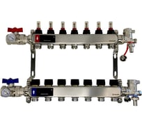 Коллектор WAAG 589.F 1х3/4, 7 выходов, c клапанами, с расходомерами, сталь нерж., в сборе WG.589.0607.F