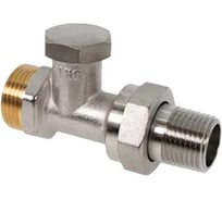 Вентиль OVENTROP Combi 1R, на обратную подводку, прямой, DN-15, 3/4, 1/2, Н ЕК-Н, латунь никелированная, НГ со штуцером 109090052
