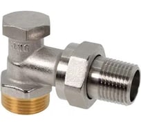 Вентиль OVENTROP Combi 1R, на обратную подводку, угловой, DN-15, 3/4, 1/2, Н ЕК-Н, латунь никелированная, НГ со штуцером 109080052