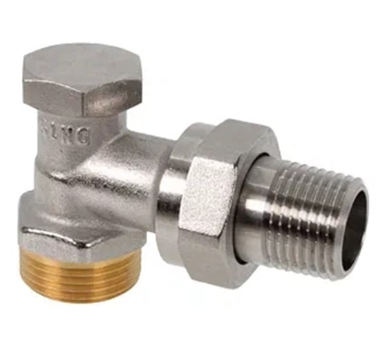 Вентиль OVENTROP Combi 1R, на обратную подводку, угловой, DN-15, 3/4, 1/2, Н ЕК-Н, латунь никелированная, НГ со штуцером 109080052 1