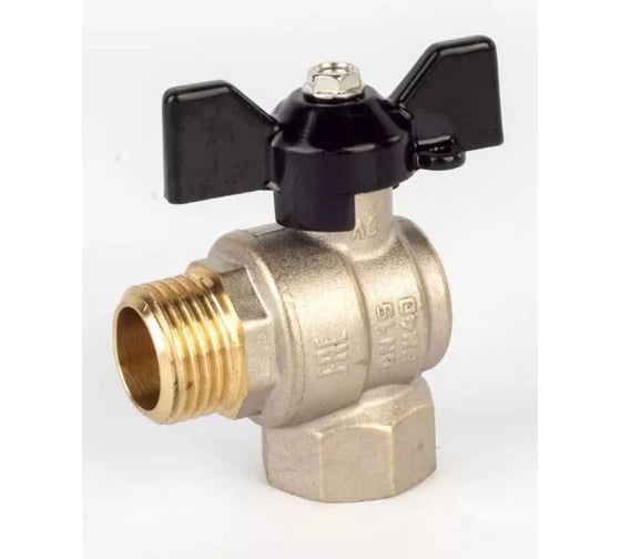 Кран шаровой LD Pride латунный, угловой, 47.20.В-Н.У.Б GAS Ду 20, Ру 40, бабочка с биркой LD 47.254.20 1