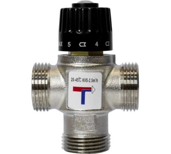 Клапан термосмесительный VRT 3/4'' нар/нар/нар боковое смешение 20-45 град 556915 1