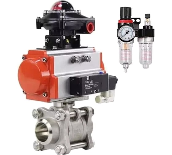 Кран шаровой DN.ru КШПП 316.200-ISO Ду15 Ру63, пневмопривод SA-065, пневмораспределитель (2EM) 220VAC, БКВ LSB-410 (EX) , БПВ D160-75144 1