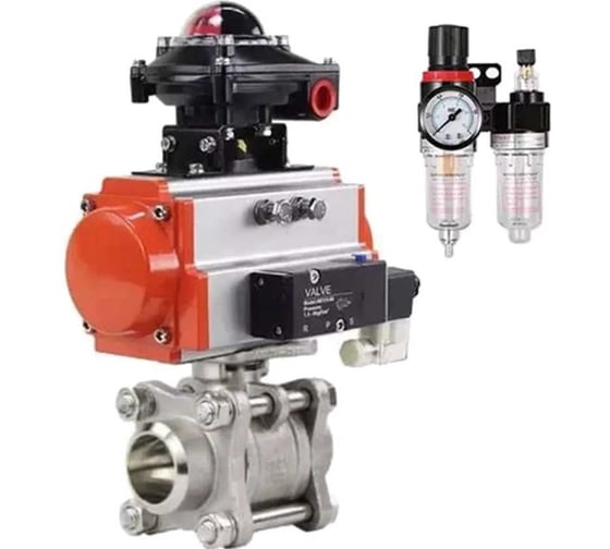 Кран шаровой DN.ru КШПП 316.200-ISO Ду15 Ру63, пневмопривод SA-065, пневмораспределитель (2EM) 220VAC, БКВ LSB-410 (EX) , БПВ D160-75104 1