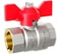 Кран шаровой латунный LD Pride 47.32.В-В.Б Ду 32 Ру 25 бабочка (red) с биркой LD 47.111.2.32.M02 R 1