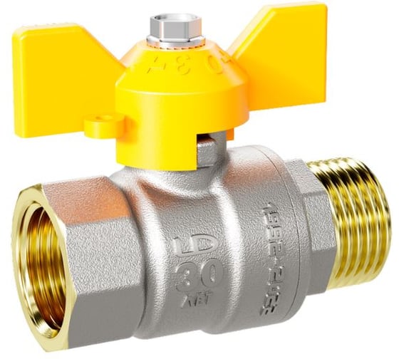 Кран шаровой латунный LD Pride 47.25.В-Н.Б GAS Ду 25 Ру 40 бабочка с биркой LD 47.362.25 1