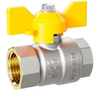 Кран шаровой латунный LD Pride 47.32.В-В.Б GAS Ду 32 Ру 25 бабочка с биркой LD 47.111.2.32.M02 GAS