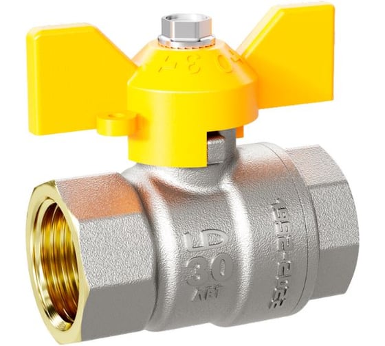 Кран шаровой латунный LD Pride 47.32.В-В.Б GAS Ду 32 Ру 25 бабочка с биркой LD 47.111.2.32.M02 GAS 1