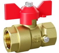 Кран шаровой латунный LD Pride для манометра 44.15.В-В.2М.Б Ду 15 М20 Ру 40 бабочка (red) с биркой LD 44.392.15.20 R