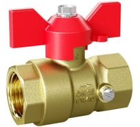 Кран шаровой латунный LD Pride для манометра 44.15.В-В.2М.Б Ду 15 Ру 40 бабочка (red) с биркой LD 44.392.15 R