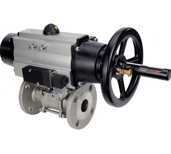 Кран шаровой DN.ru 316-316-FP-F-ISO-H Ду100 Ру25, пневмопривод, пневмораспределитель D160-65917 1