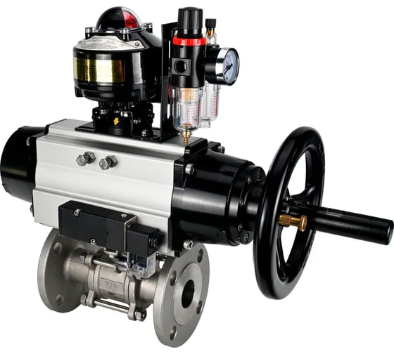 Кран шаровой DN.ru 316-316-FP-F-ISO-H Ду100 Ру25, пневмопривод, пневмораспред., БКВ, БПВ D160-65962 1