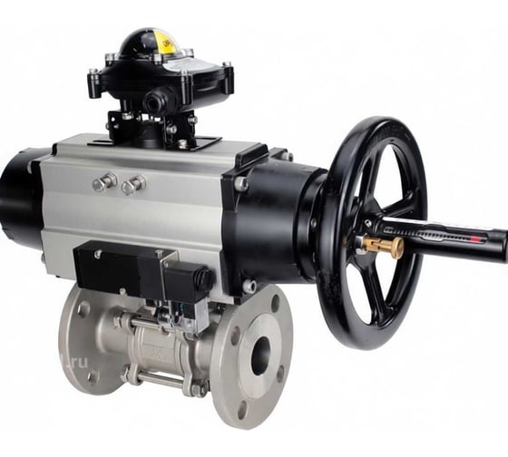 Кран шаровой DN.ru 316-316-FP-F-ISO-H Ду100 Ру25, пневмопривод, пневмораспределитель, БКВ D160-65947 1