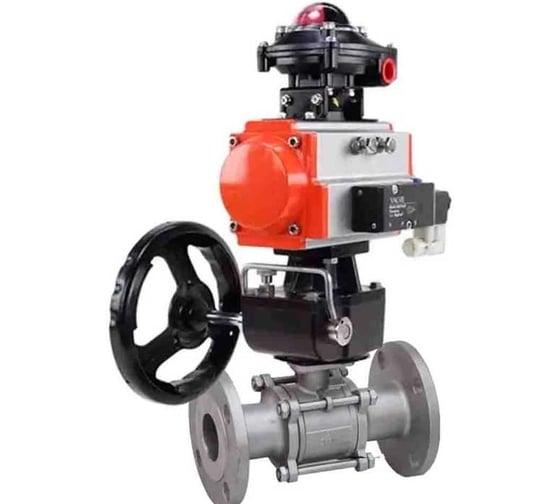 Кран шаровой DN.ru КШФПТ 304.180 Ду50 Ру40 пневмопривод DA-065, пневмораспределитель 220VAC, БКВ LSB-410 (EX), ручной дублёр HDM-1 D160-72514 1
