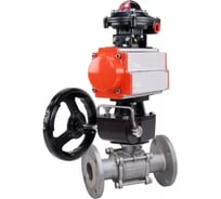 Кран шаровой DN.ru КШФПТ 304.180 Ду50 Ру40 пневмопривод DA-065, БКВ LSB-410 (EX), ручной дублёр HDM-1 D160-72502