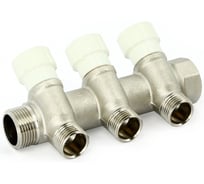 Коллектор Uni-Fitt НВ 3/4 2x1/2 45 мм с выходами под 90', хромированный с вентилями 414C3220