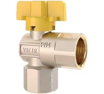 Кран газовый ViEiR угловой, 1/2 внутренняя резьба, бабочка, для бытовых газовых систем VRQ214-01