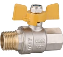 Кран газовый ViEiR 1/2 внутренняя х наружная резьба, бабочка, для подключения газового оборудования VRQ211-01