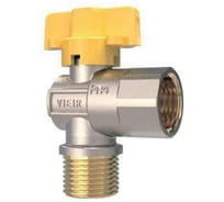 Кран газовый ViEiR угловой, 1/2 внутренняя х наружная резьба, бабочка, для подключения газопровода VRQ214-02