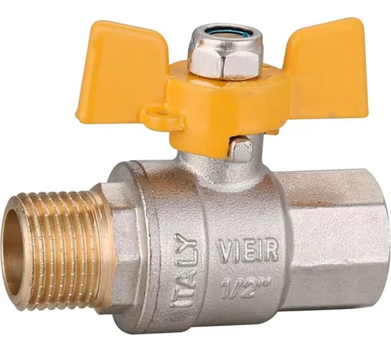 Кран газовый ViEiR 3/4, внутренняя х наружная резьба, бабочка, для газопроводов VRQ211-02 1