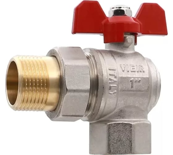 Кран угловой ViEiR с американкой, 1, бабочка красная для водоснабжения VER49 1