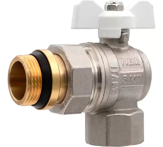 Кран угловой ViEiR с американкой и уплотнительным кольцом, 1, бабочка белая, для сантехники VER49A 1