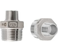 Ниппель стальной переходной NEWKEY ДУ 25х15 (1 х 1/2 дюйма) нержавеющий AISI 304 набор 2 шт NAB2-NK-NMH25х15/4