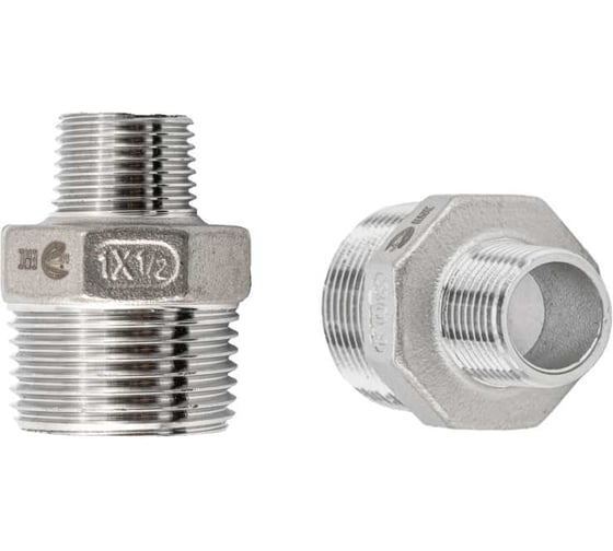 Ниппель стальной переходной NEWKEY ДУ 25х15 (1 х 1/2 дюйма) нержавеющий AISI 304 набор 2 шт NAB2-NK-NMH25х15/4 1