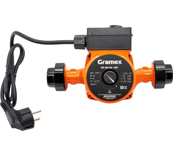 Насос циркуляционный Gramex UP-25-60, 180мм, напор 6м, 100Вт, подключение 1" с проводом (1/8) 016829 1